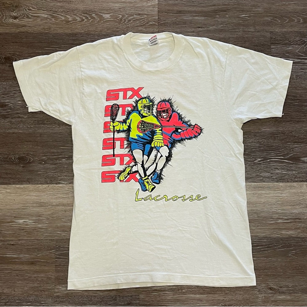Vintage 90s Lacrosse STX Sports T Shirt Mens Large Made In USA Single Stitch